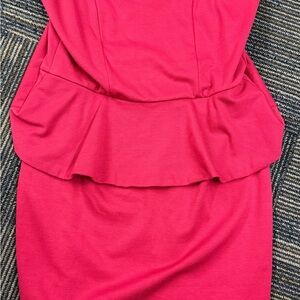 Miss Tina Vibrant Pink Peplum Dress